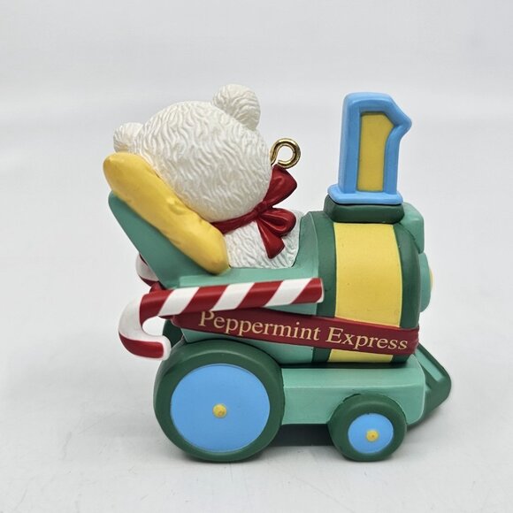 Vintage Hallmark Peppermint Express Babys First Christmas Tree Ornament 2001 - Picture 3 of 9